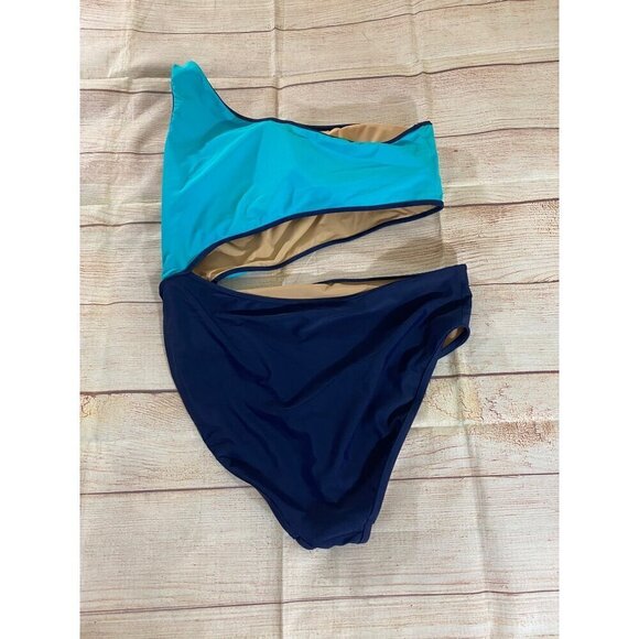 J.Crew Women's Plus Size Blue Cut Out One Piece Swim Suit - 2XL - Picture 7 of 10